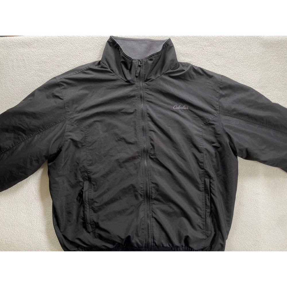 Cabela's Mens 2XL Tall Fleece Lined Full Zip Jacket Black Insulated Outdoor